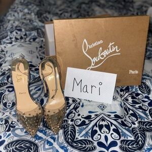 Christian Louboutin Women's Clear and Gold Spiked Heels